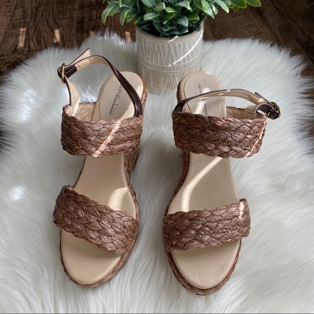 Anthropologie Lien.Do Braided Ruffia wedges